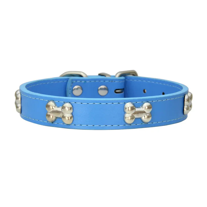 Durable Bone Design Leather Dog Collar 🐶🐾
