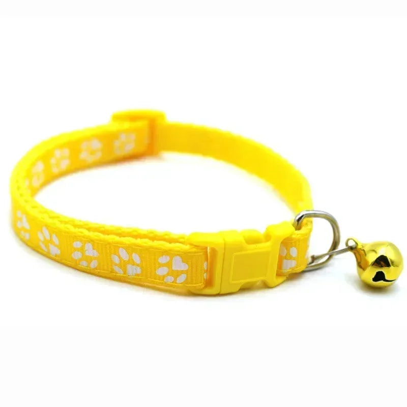 Adjustable Pet Collar with Bell β Colourful Paw Print for Cats & Dogs