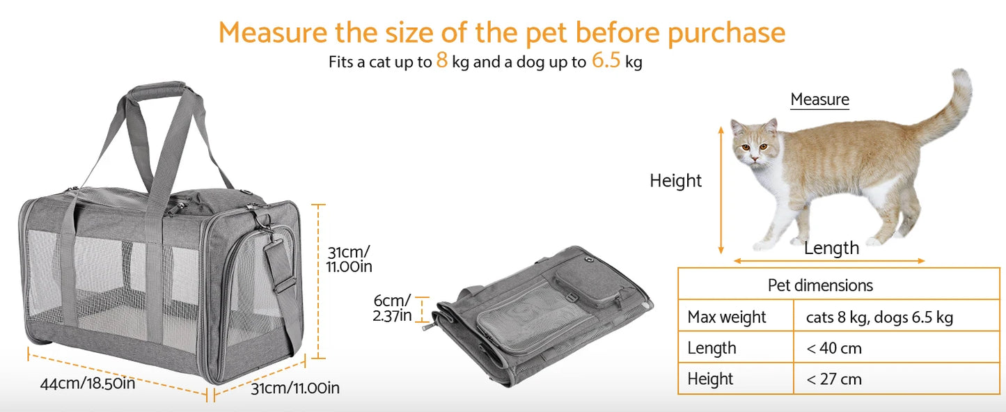 Airline Approved Soft Pet Carrier for Cats & Dogs
