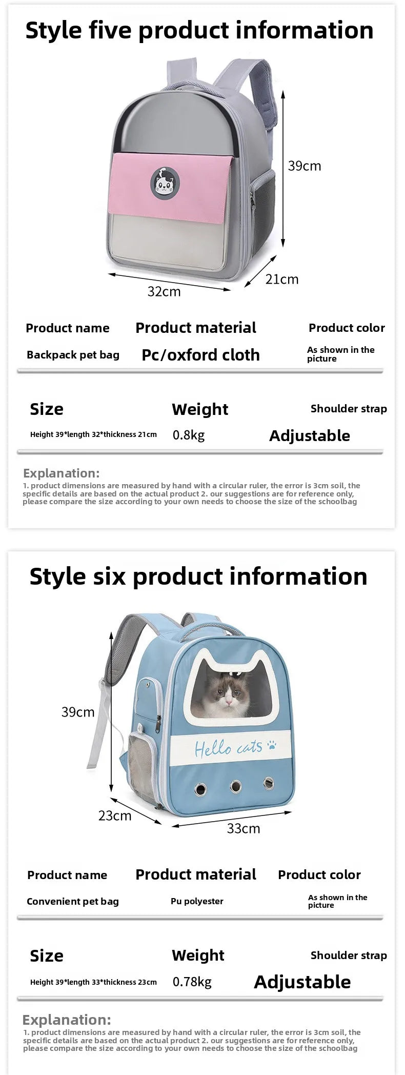 Water-Resistant Pet Backpack