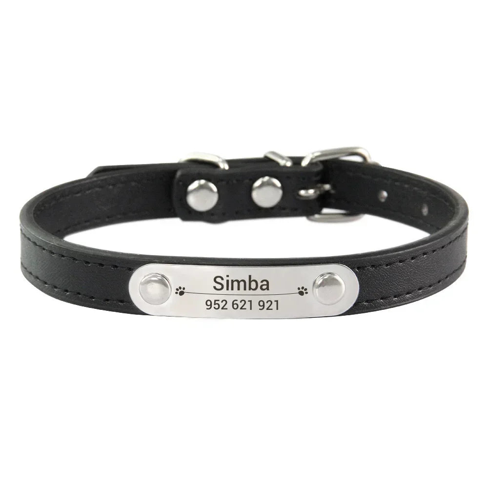 Personalised PU Leather Dog Collar