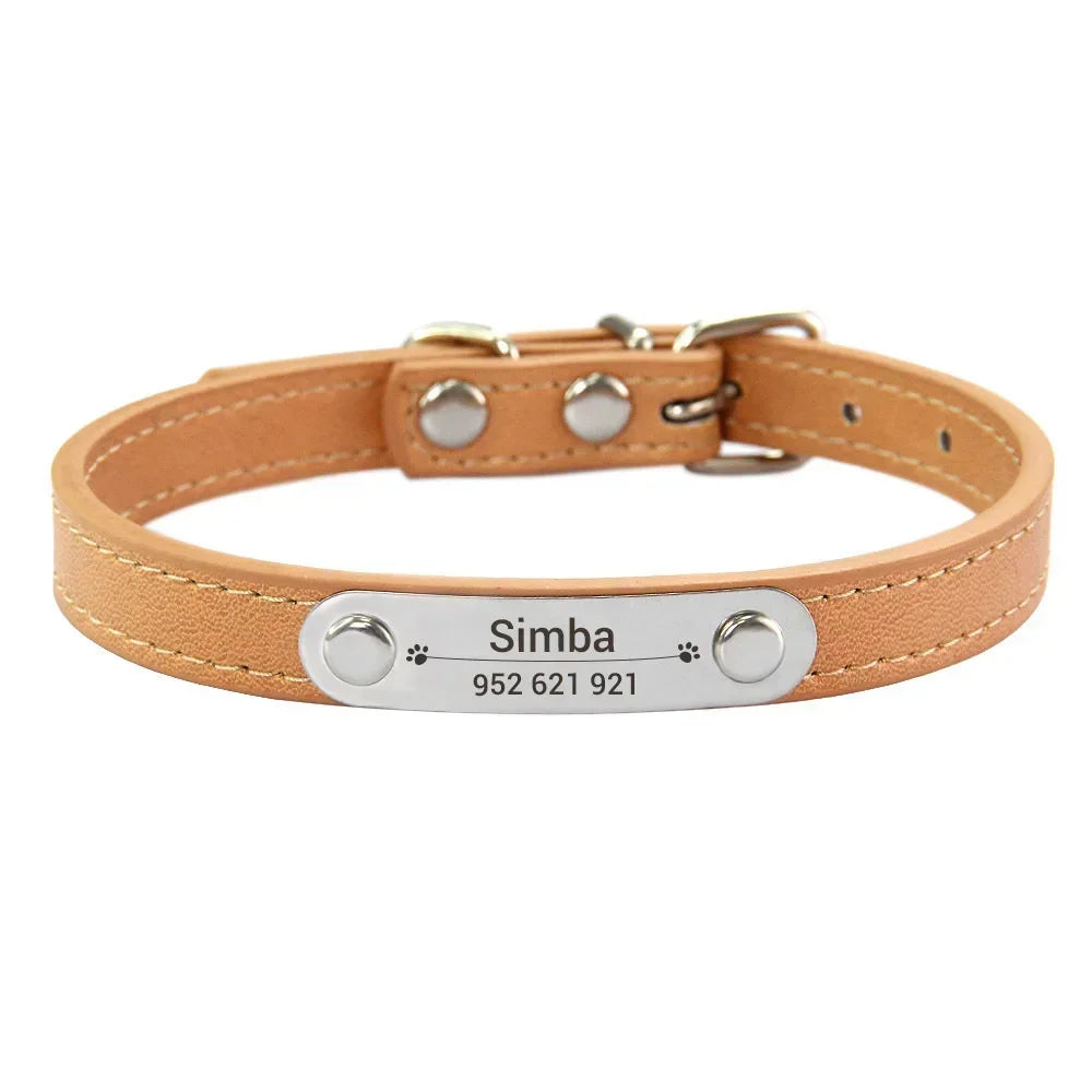 Personalised PU Leather Dog Collar