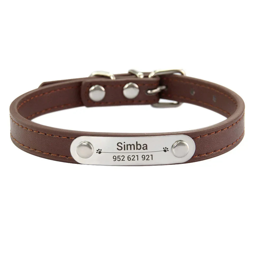 Personalised PU Leather Dog Collar
