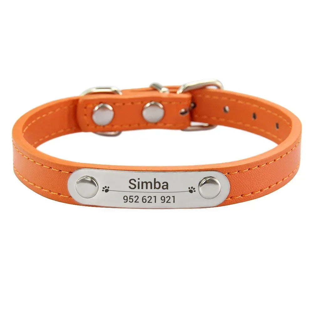 Personalised PU Leather Dog Collar