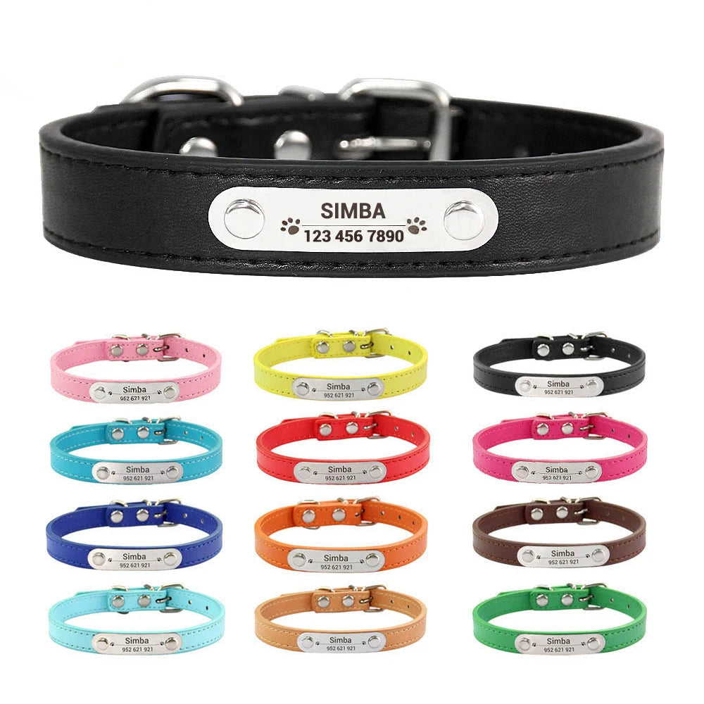 Personalised PU Leather Dog Collar