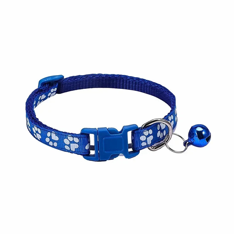 Adjustable Pet Collar with Bell β Colourful Paw Print for Cats & Dogs