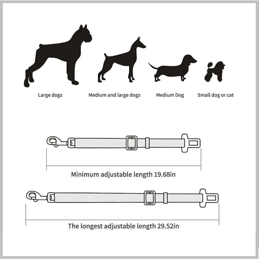 Adjustable Pet Car Seat Belt – Dog & Cat Safety Harness Lead Clip