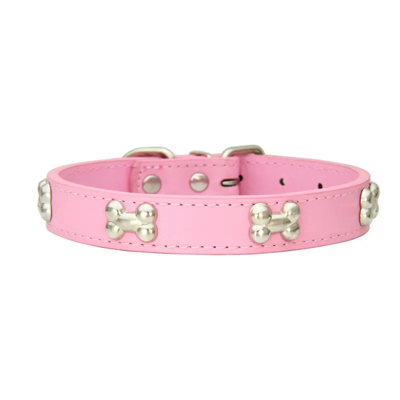 Durable Bone Design Leather Dog Collar 🐶🐾