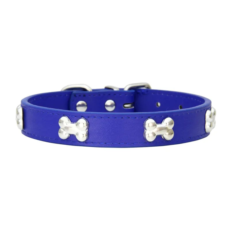 Durable Bone Design Leather Dog Collar 🐶🐾