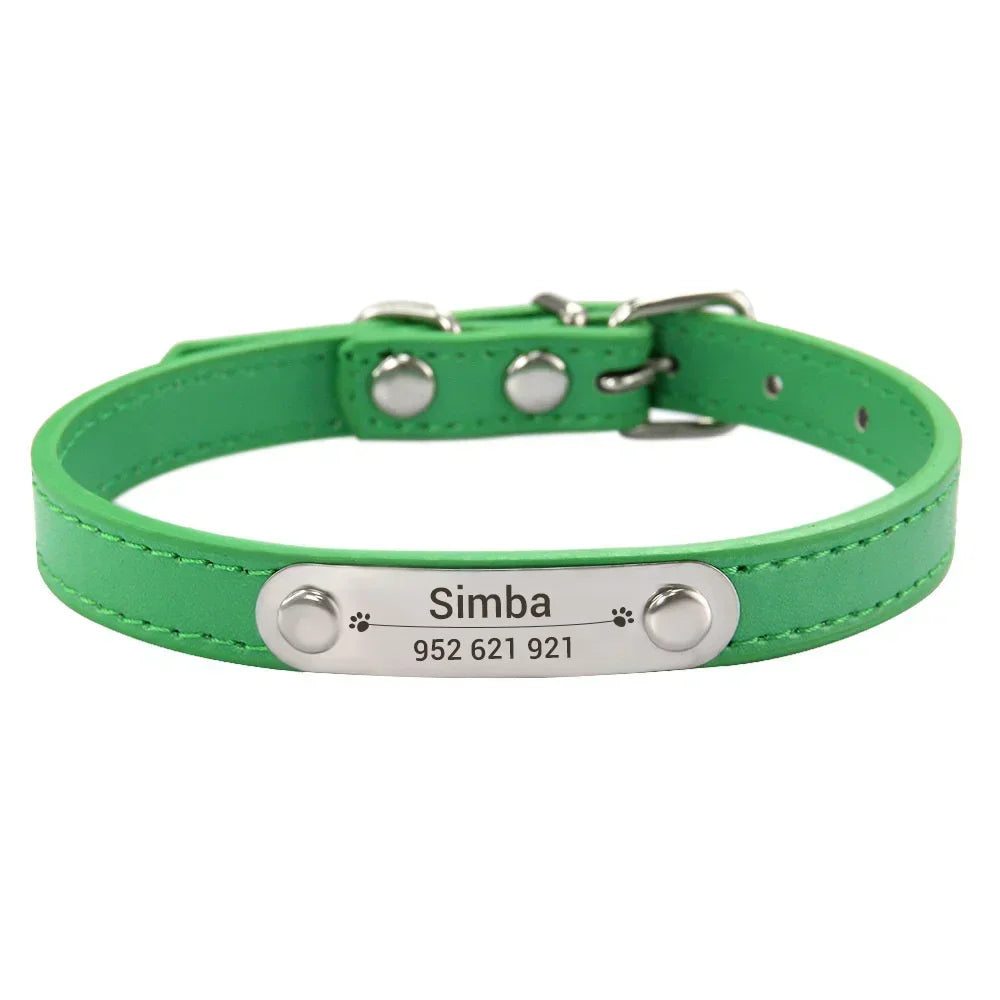 Personalised PU Leather Dog Collar