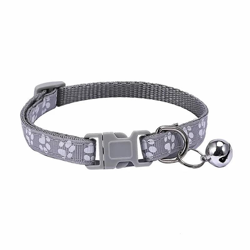 Adjustable Pet Collar with Bell – Colourful Paw Print for Cats & Dogs