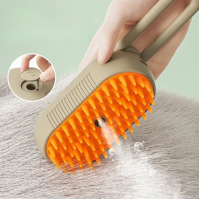 3-in-1 Pet Spray Massage Brush – Steam Spray, Hair Removal & Bath Comb