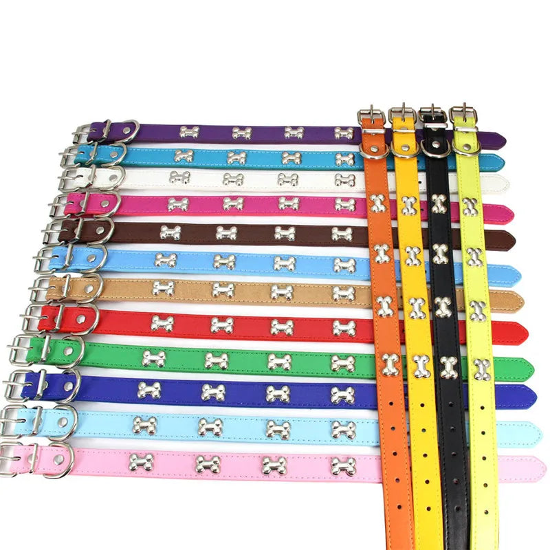 Durable Bone Design Leather Dog Collar 🐶🐾