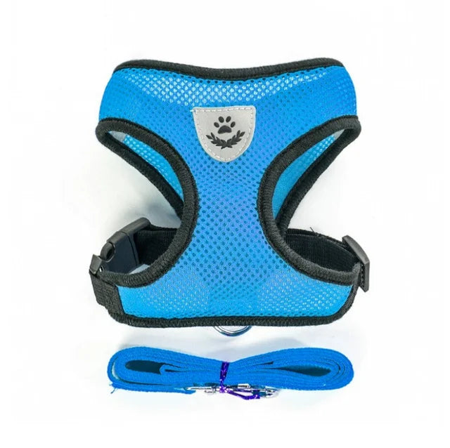 Adjustable Mesh Pet Harness & Lead – Breathable & Reflective for Cats & Small Dogs