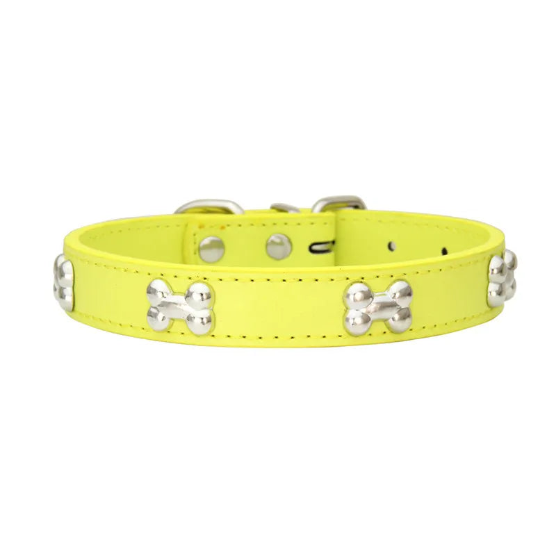 Durable Bone Design Leather Dog Collar 🐶🐾