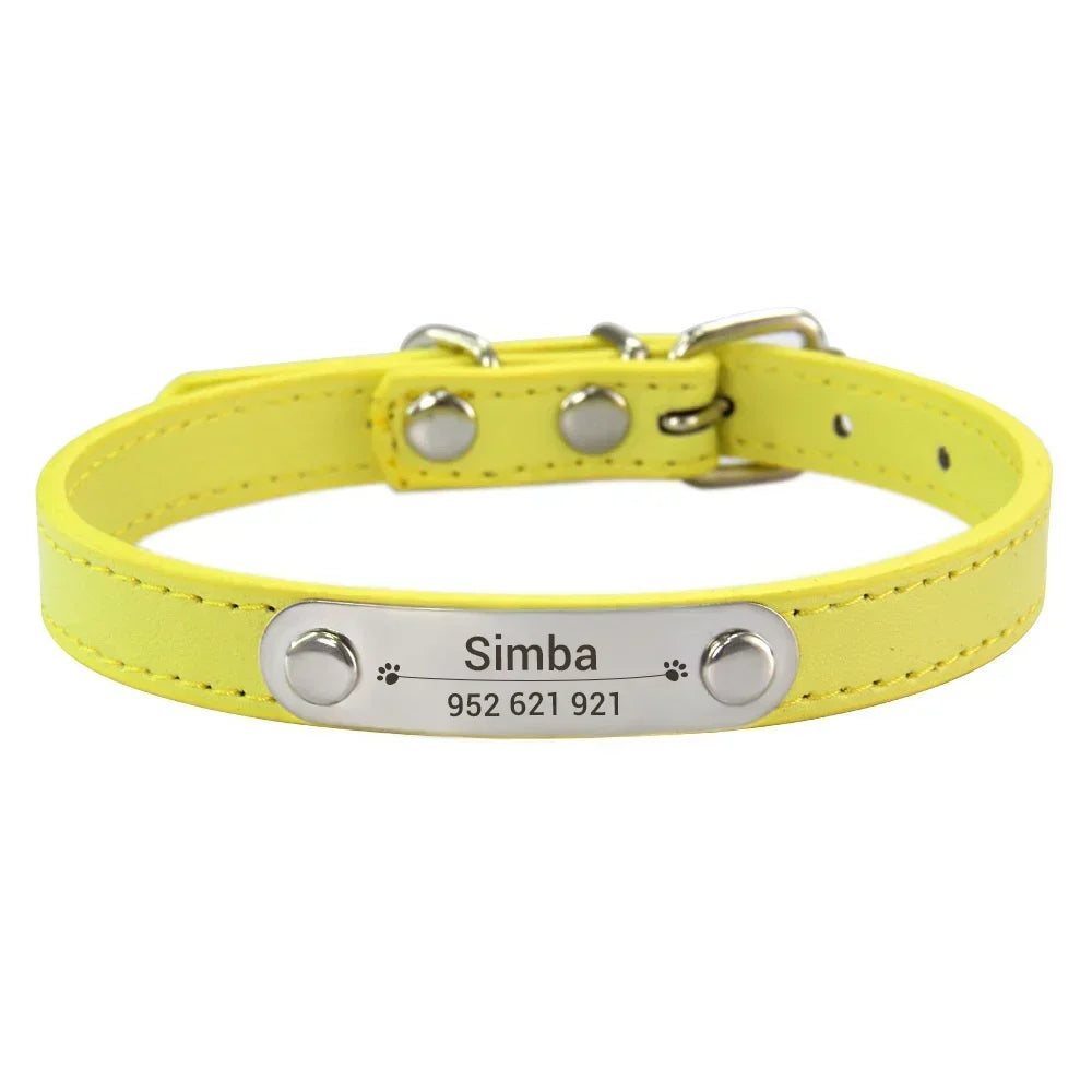 Personalised PU Leather Dog Collar
