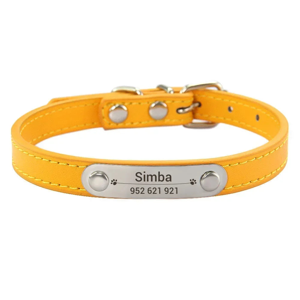 Personalised PU Leather Dog Collar
