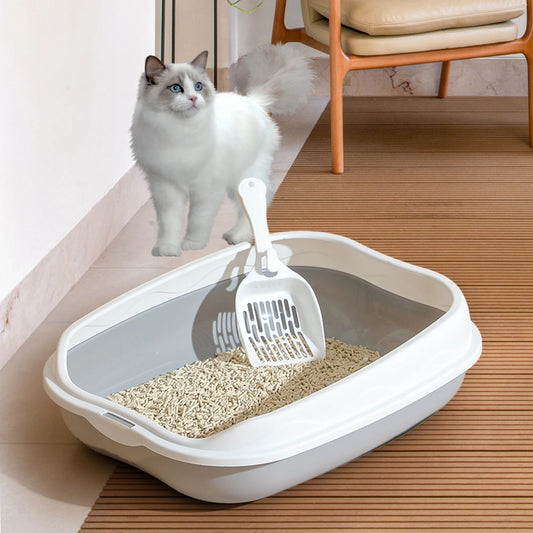 Semi-Enclosed Cat Litter Box – Large, Splash-Proof & Easy to Clean