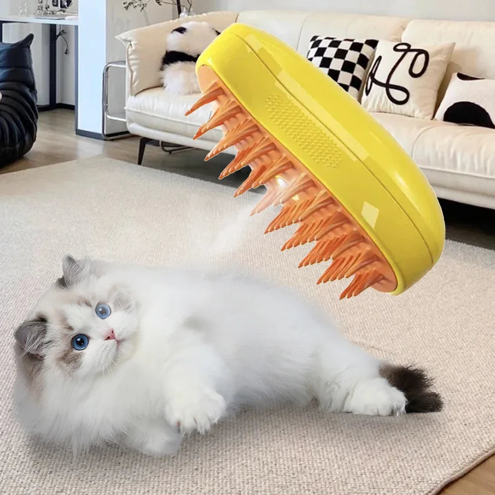 3-in-1 Pet Spray Massage Brush – Steam Spray, Hair Removal & Bath Comb