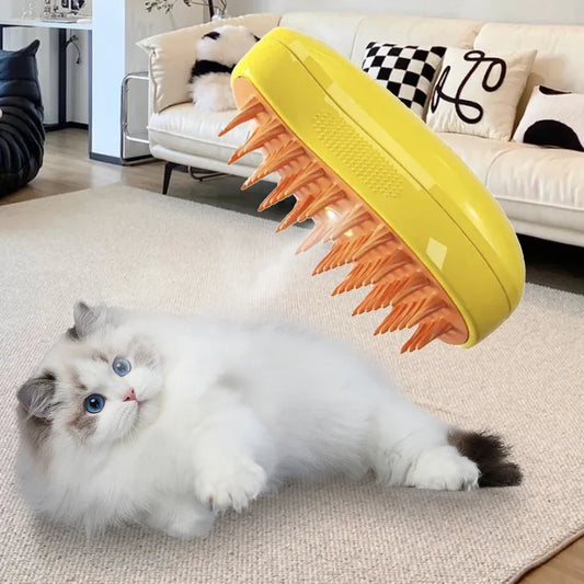 3-in-1 Pet Spray Massage Brush – Steam Spray, Hair Removal & Bath Comb