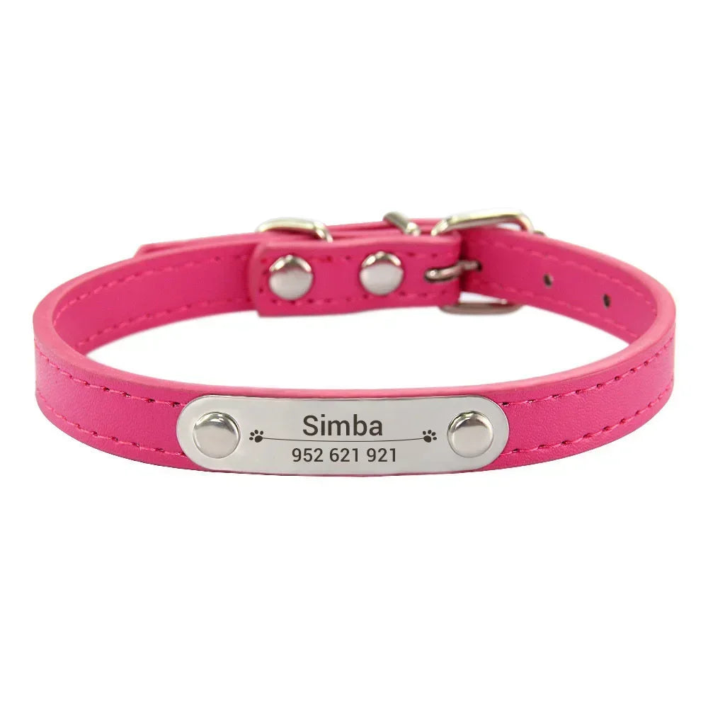 Personalised PU Leather Dog Collar