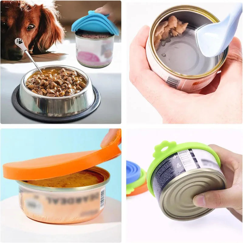 Reusable Pet Food Can Covers & Spoon