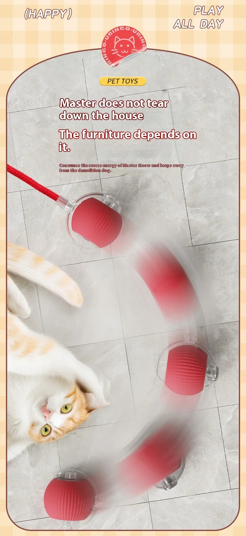 Automatic Rolling Cat Toy – Rechargeable & Tail Flicking