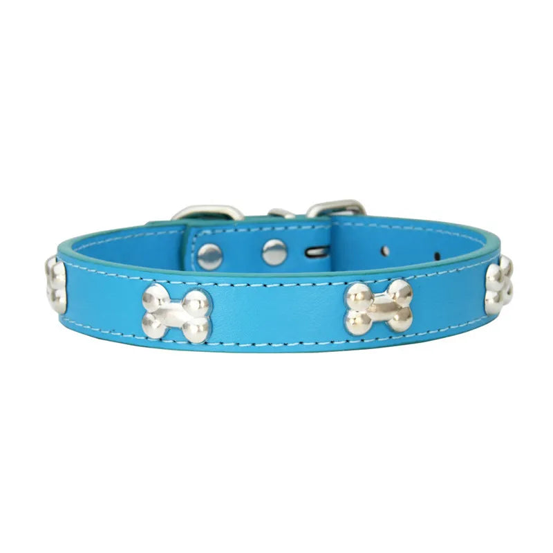 Durable Bone Design Leather Dog Collar 🐶🐾