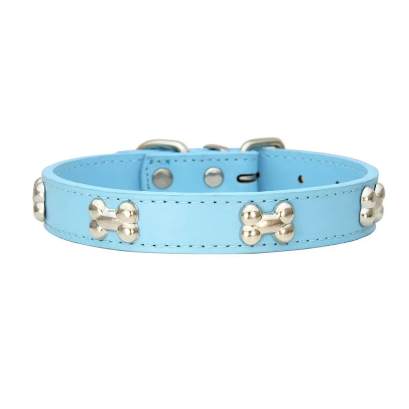 Durable Bone Design Leather Dog Collar 🐶🐾