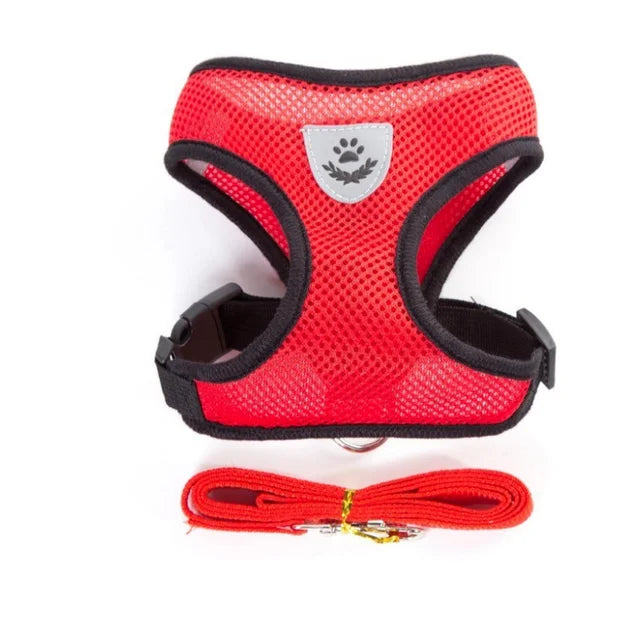 Adjustable Mesh Pet Harness & Lead – Breathable & Reflective for Cats & Small Dogs