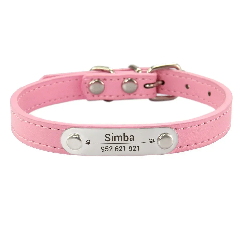 Personalised PU Leather Dog Collar