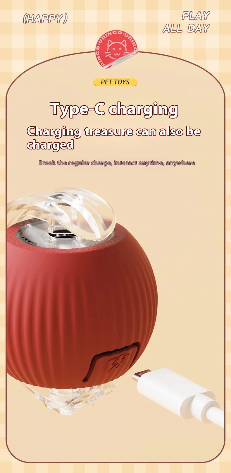 Automatic Rolling Cat Toy – Rechargeable & Tail Flicking
