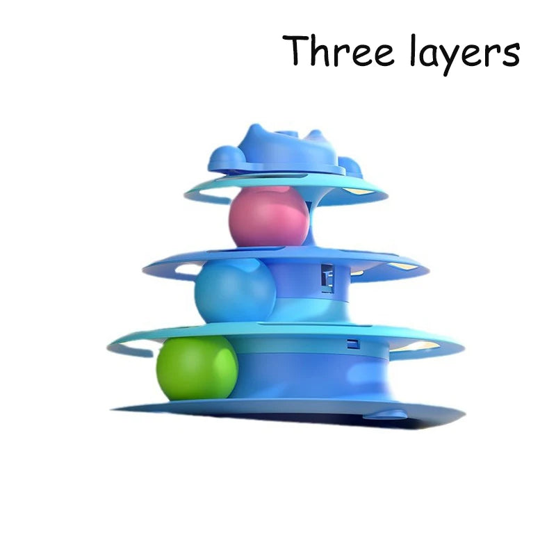 Cat Toy Tower with Balls & Feather