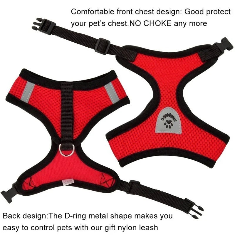 Adjustable Mesh Pet Harness & Lead – Breathable & Reflective for Cats & Small Dogs