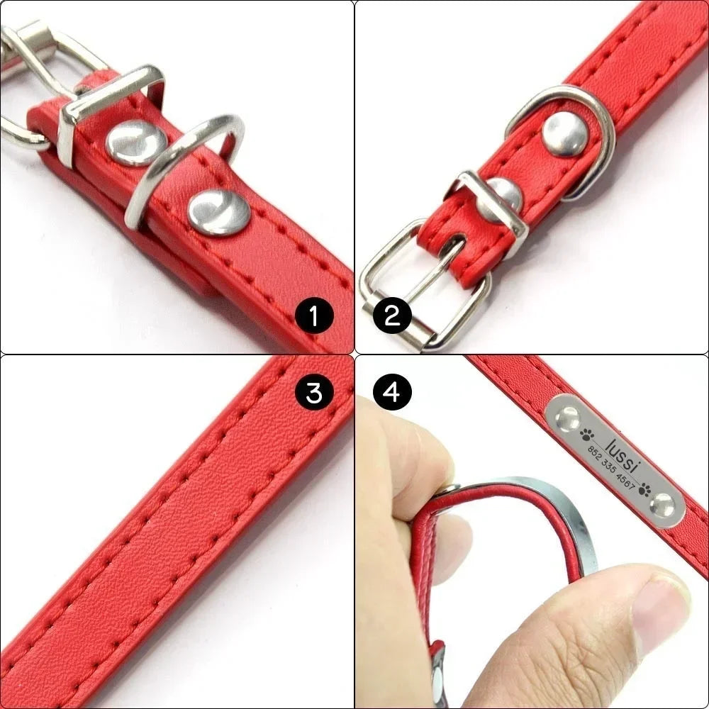 Personalised PU Leather Dog Collar