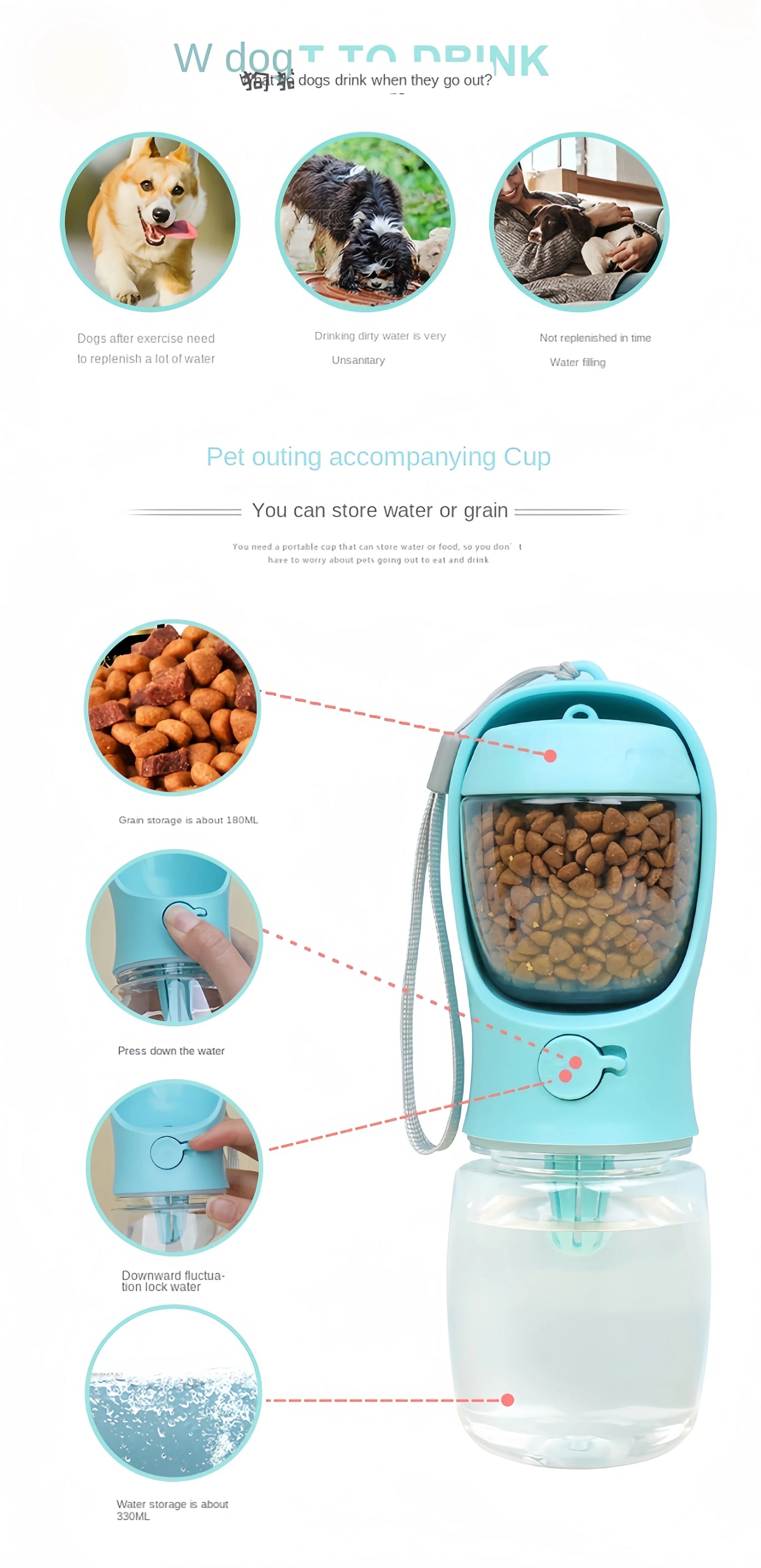 Portable Pet Water & Food Bottle