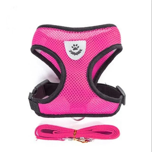 Adjustable Mesh Pet Harness & Lead – Breathable & Reflective for Cats & Small Dogs