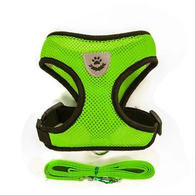 Adjustable Mesh Pet Harness & Lead – Breathable & Reflective for Cats & Small Dogs