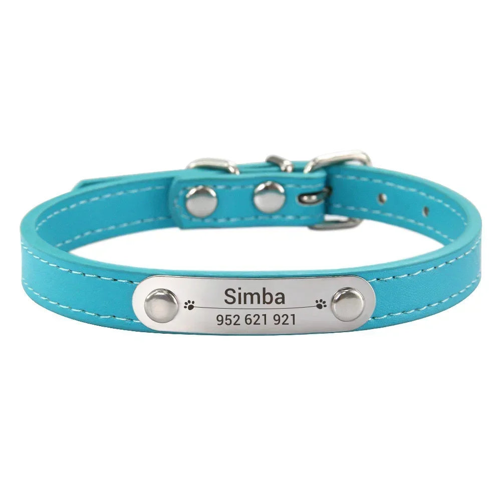Personalised PU Leather Dog Collar
