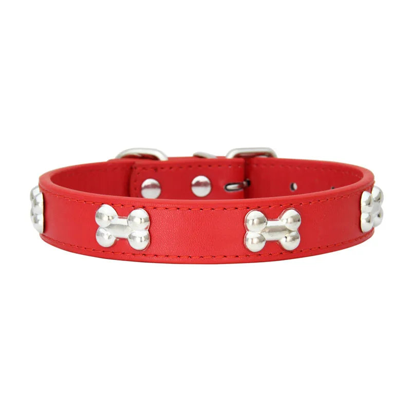 Durable Bone Design Leather Dog Collar 🐶🐾
