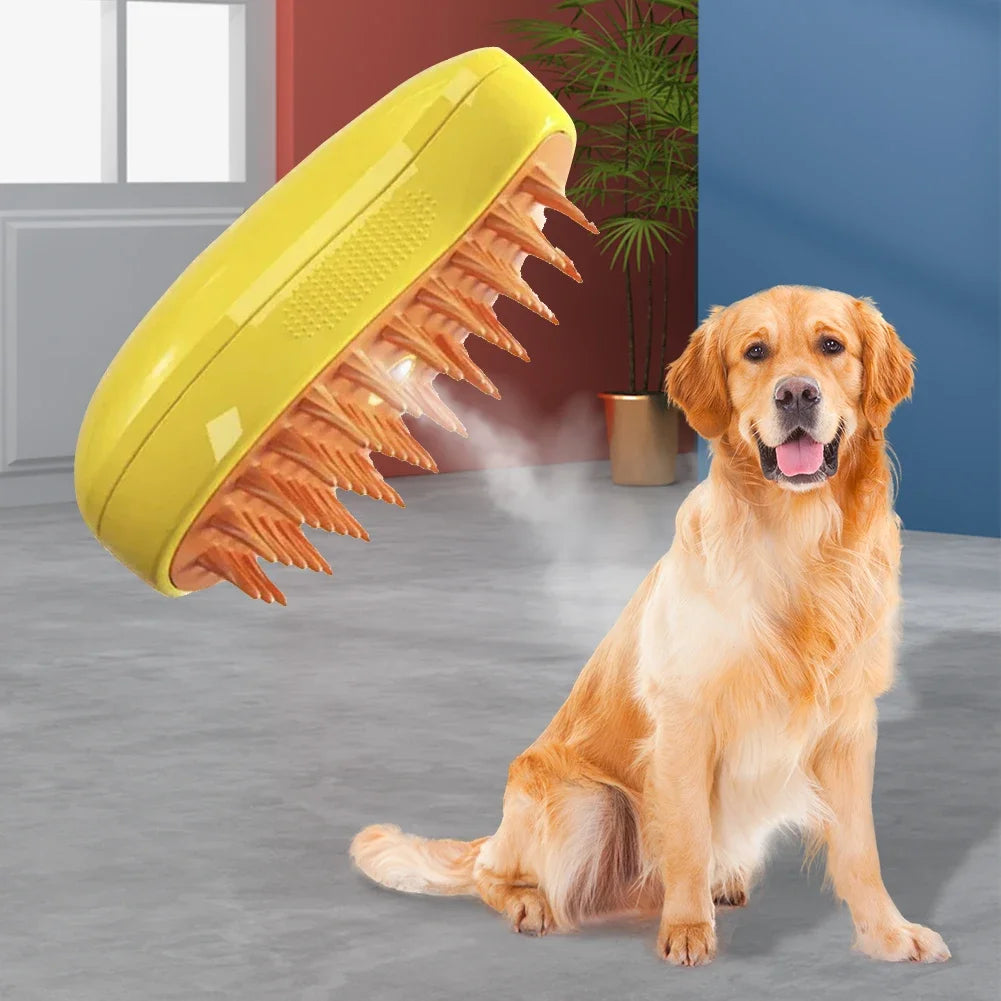 3-in-1 Pet Spray Massage Brush – Steam Spray, Hair Removal & Bath Comb