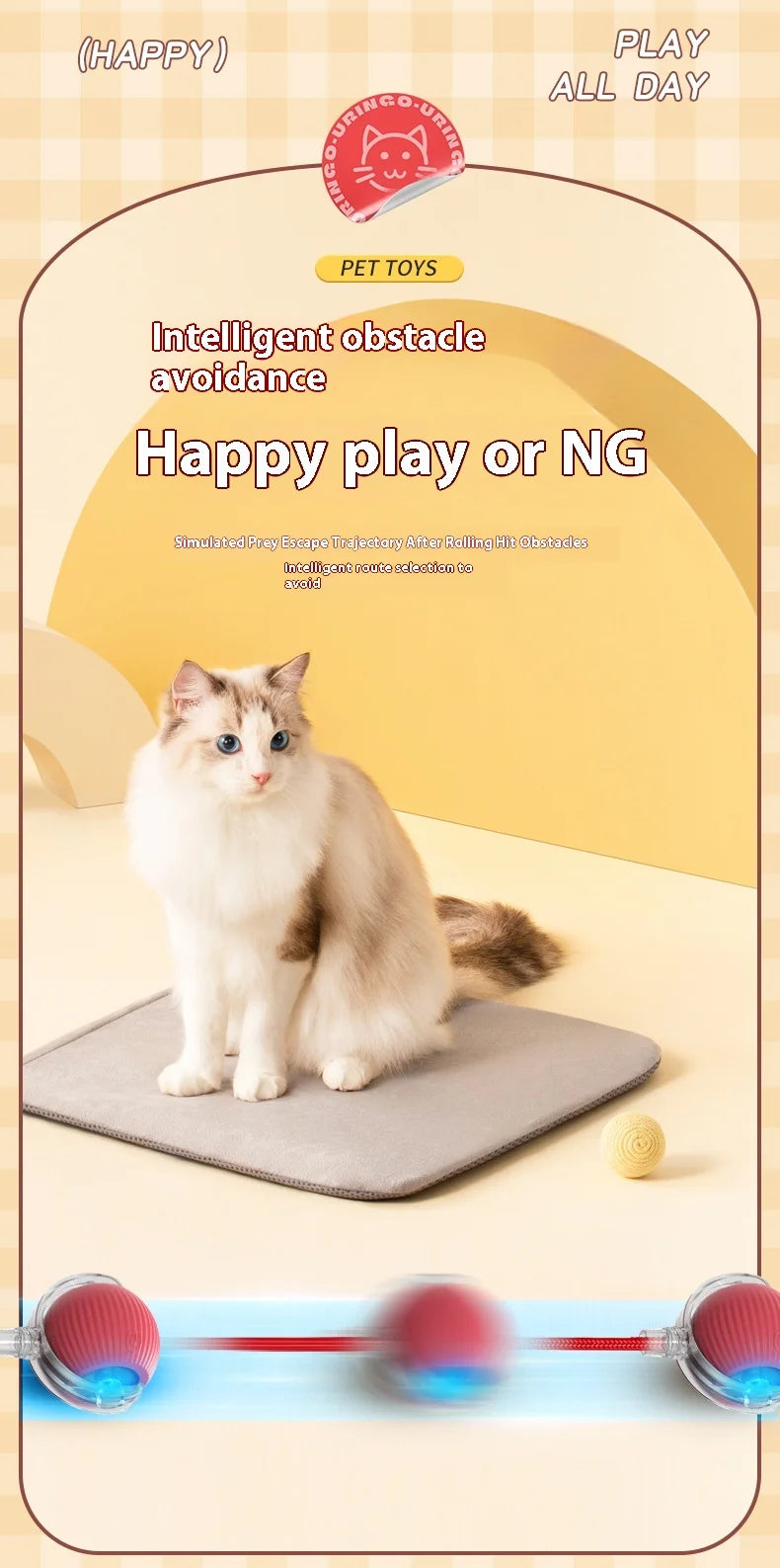 Automatic Rolling Cat Toy – Rechargeable & Tail Flicking