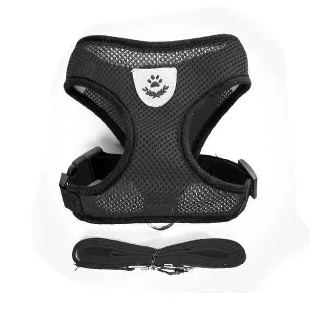 Adjustable Mesh Pet Harness & Lead – Breathable & Reflective for Cats & Small Dogs
