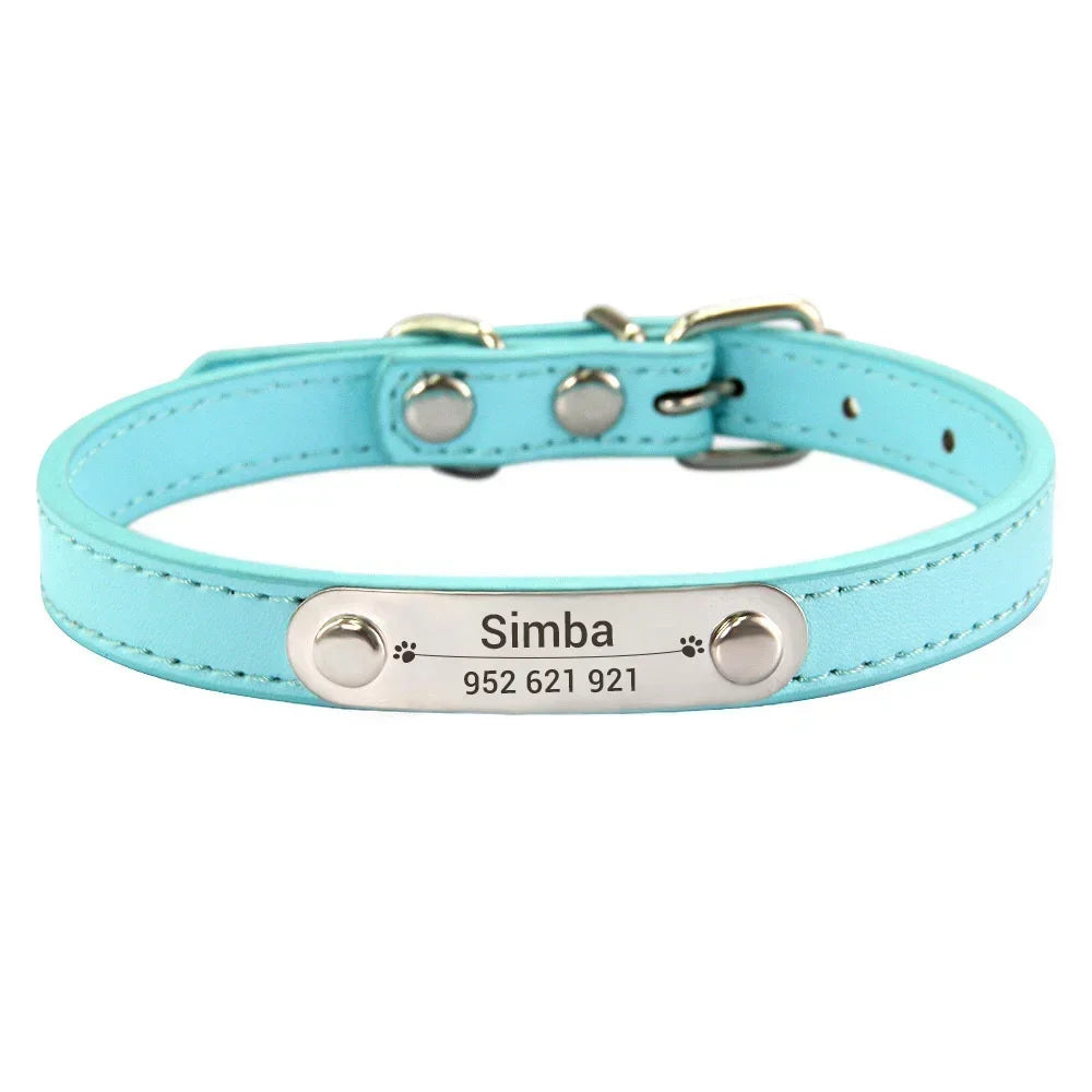 Personalised PU Leather Dog Collar