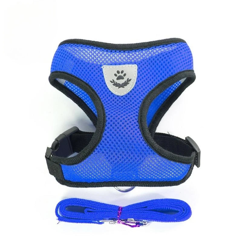 Adjustable Mesh Pet Harness & Lead – Breathable & Reflective for Cats & Small Dogs