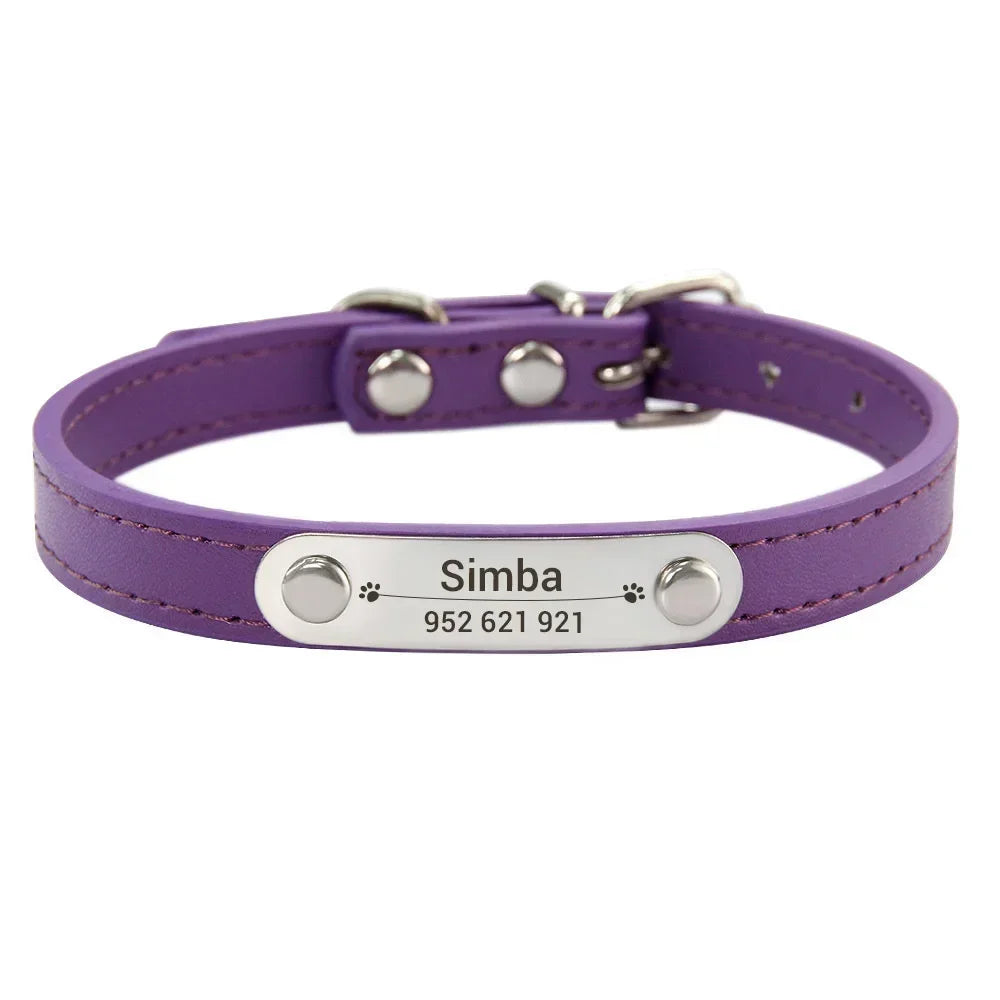 Personalised PU Leather Dog Collar