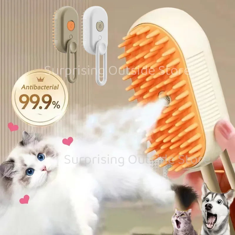 3-in-1 Pet Spray Massage Brush – Steam Spray, Hair Removal & Bath Comb
