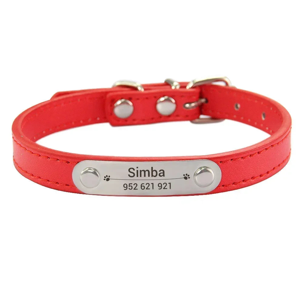 Personalised PU Leather Dog Collar