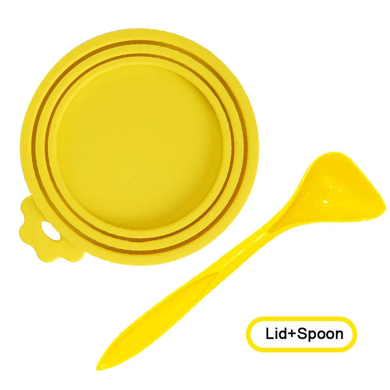 Reusable Pet Food Can Covers & Spoon