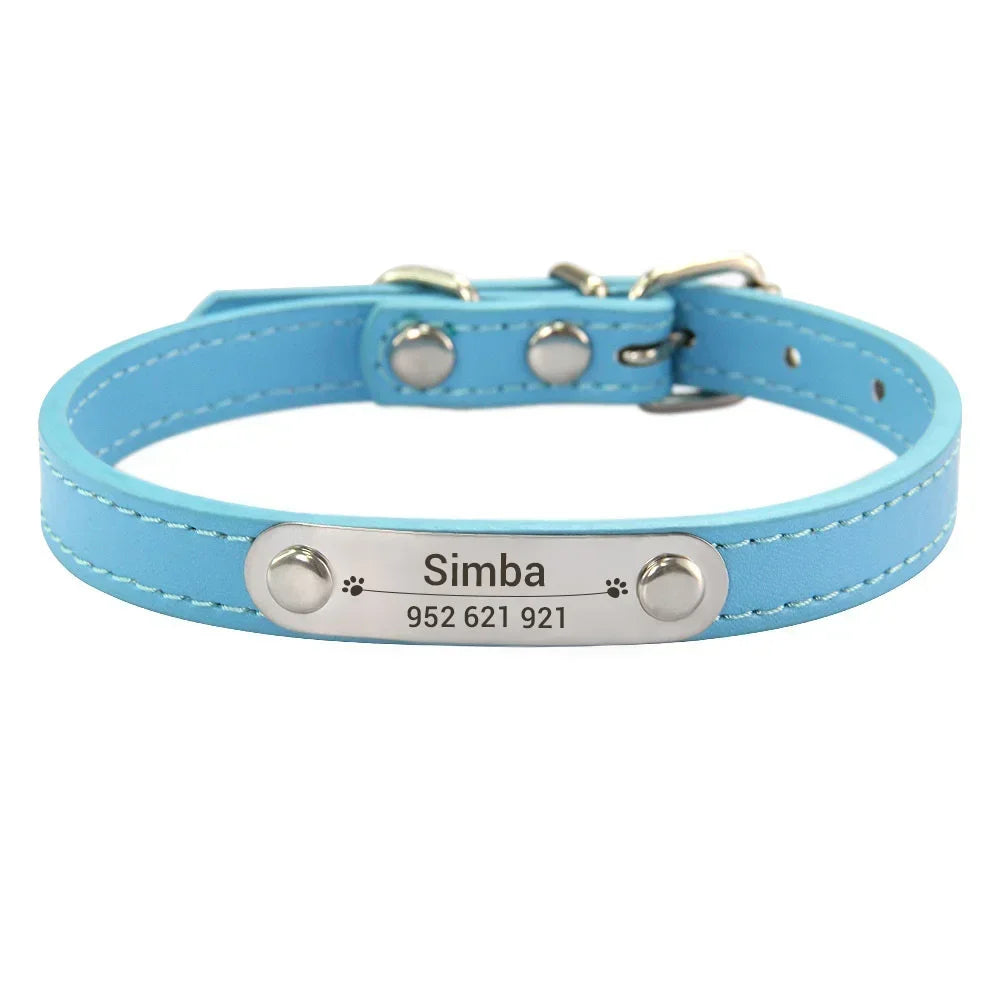 Personalised PU Leather Dog Collar